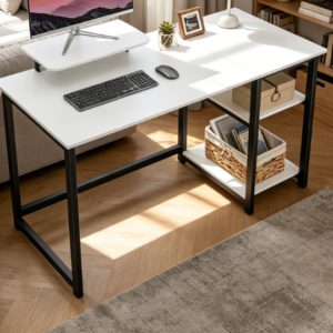 Children's Study Desk, Slim Scandinavian Style, Computer Desk in Natural and Black